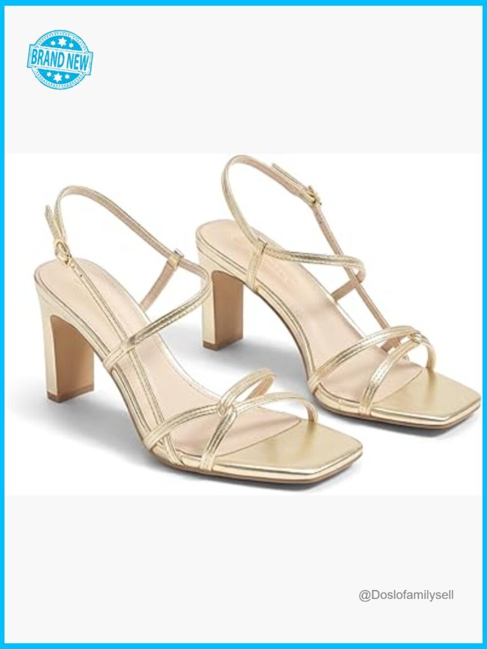 Chunky High Heel Strappy Sandals Square Open Toe Ankle Strap Dressy Block Heel